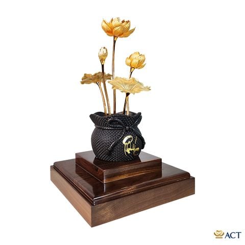 Chậu Sen 5 Cành dát vàng 24k ACT GOLD