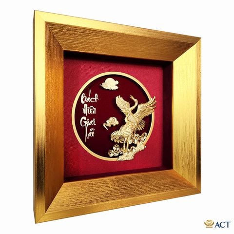 Tranh Tùng Hạc dát vàng 24k ACT GOLD