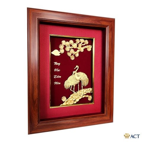 Tranh Tùng Hạc dát vàng 24k ACT GOLD