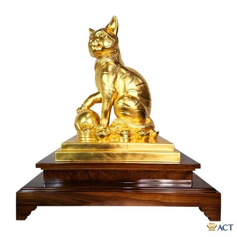 Quà tặng Tượng Mèo Phú Quý dát vàng 24k ACT GOLD ISO 9001:2015