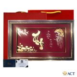 Quà tặng Tranh Chữ Thọ Hoa Sen dát vàng 24k ACT GOLD ISO 9001:2015