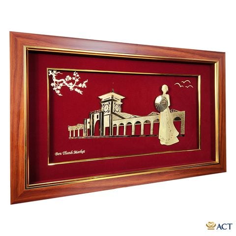 Tranh Chợ Bến Thành dát vàng 24k ACT GOLD