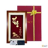 Quà tặng Tranh Chữ Thọ Hoa Sen dát vàng 24k ACT GOLD ISO 9001:2015