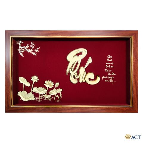 Tranh chữ Phúc hoa Sen dát vàng 24k ACT GOLD