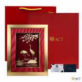 Quà tặng Tranh Đôi Chim Hạc dát vàng 24k ACT GOLD ISO 9001:2015