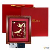 Quà tặng Tranh Đôi Chim Hạc dát vàng 24k ACT GOLD ISO 9001:2015