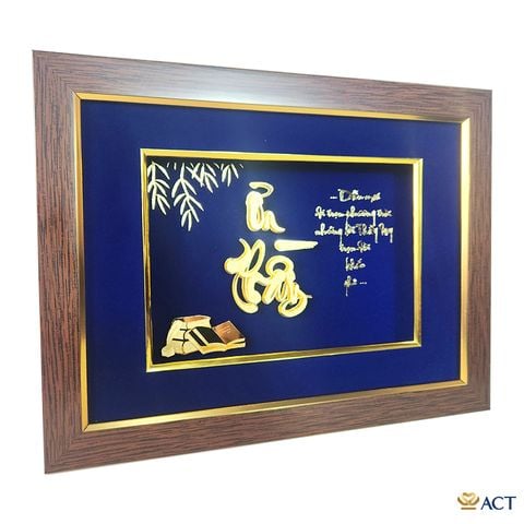 Quà tặng tranh thư pháp chữ Ơn Thầy dát vàng 24k ACT GOLD ISO 9001:2015