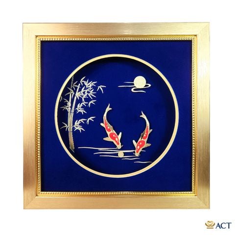 Quà tặng Tranh Song Ngư dát vàng 24k ACT GOLD ISO 9001:2015