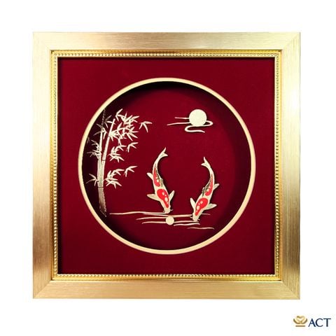 Quà tặng Tranh Song Ngư dát vàng 24k ACT GOLD ISO 9001:2015