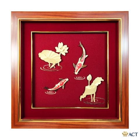 Quà tặng Tranh Song Ngư dát vàng 24k ACT GOLD ISO 9001:2015