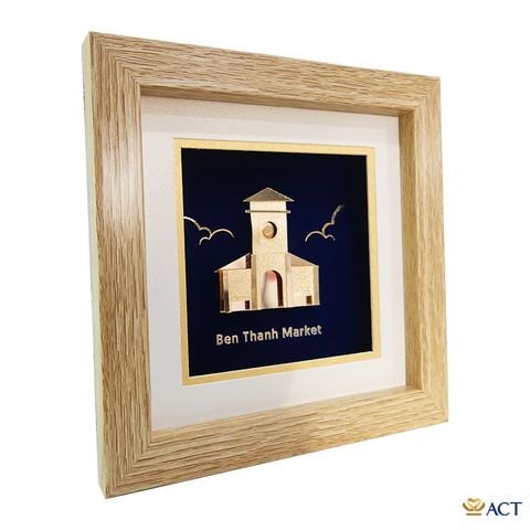 Tranh Chợ Bến Thành dát vàng 24k ACT GOLD