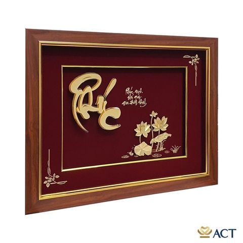 Tranh Chữ Phúc Hoa Sen dát vàng 24k ACT GOLD ISO 9001:2015