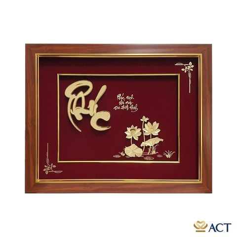 Tranh Chữ Phúc Hoa Sen dát vàng 24k ACT GOLD ISO 9001:2015