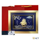 Quà tặng tranh Thuyền dát vàng 24k ACT GOLD ISO 9001:2015