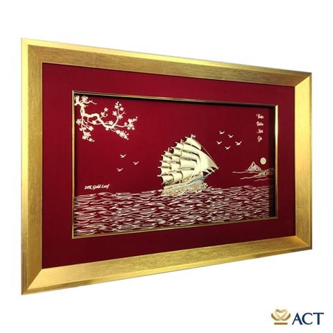 Quà tặng tranh Thuyền dát vàng 24k ACT GOLD ISO 9001:2015