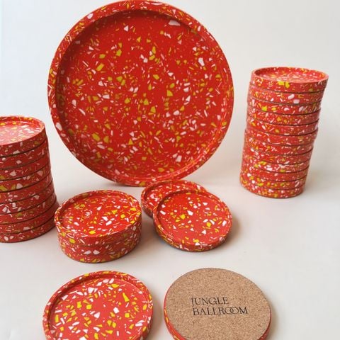  Lót Ly - Khay Tròn Terrazzo 