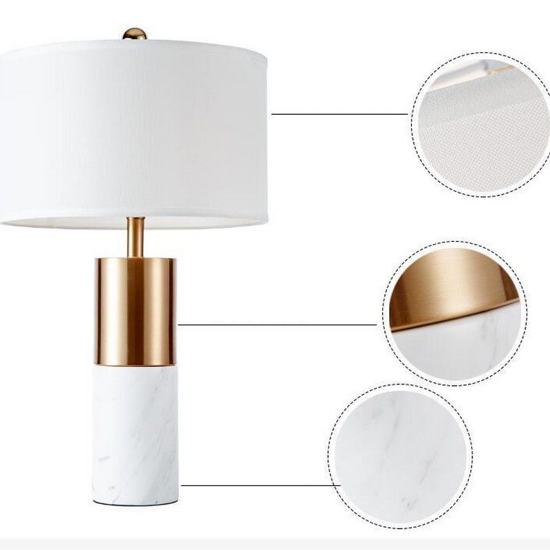 Marble tubular pillar table lamp