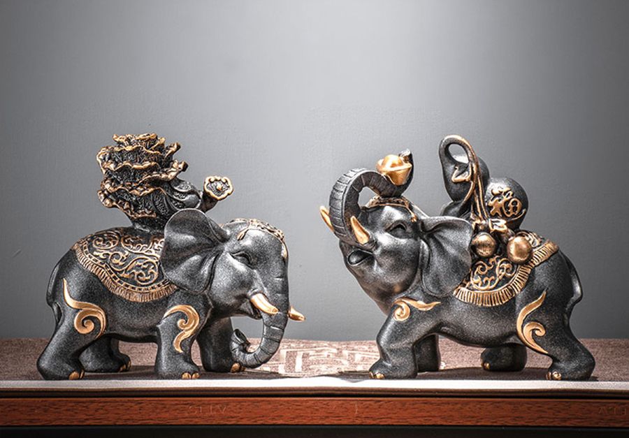 Cặp tượng voi trang trí Á Đông 0004