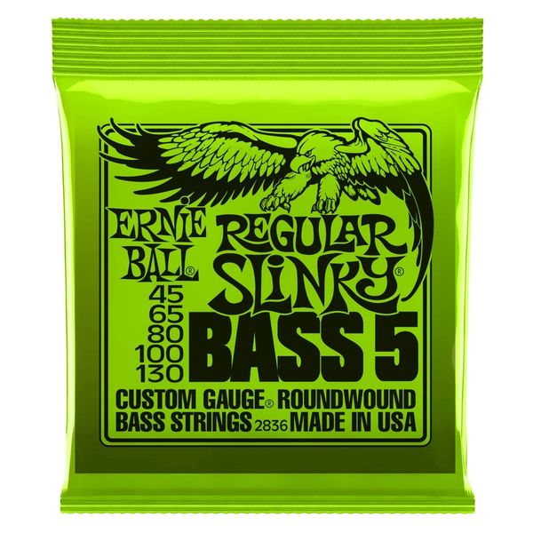  Regular Slinky 5-String Nickel Wound Electric Bass Strings - 45-130 Gauge 
