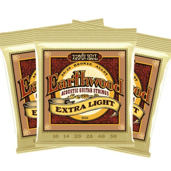  EARTHWOOD EXTRA LIGHT 80/20 BRONZE ACOUSTIC GUITAR STRINGS - 10-50 GAUGE - P02006 