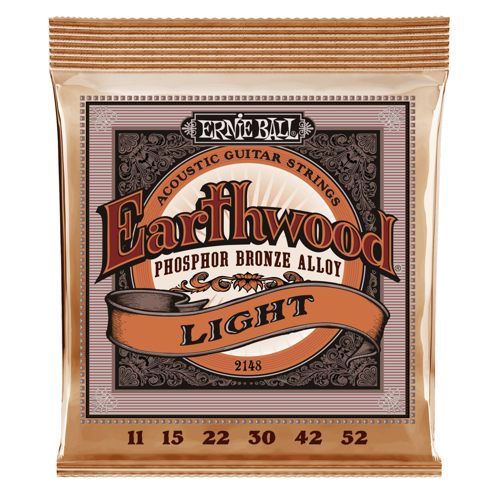  EARTHWOOD EXTRA LIGHT PHOSPHOR BRONZE ACOUSTIC GUITAR STRINGS -11-52  GAUGE -P02148 