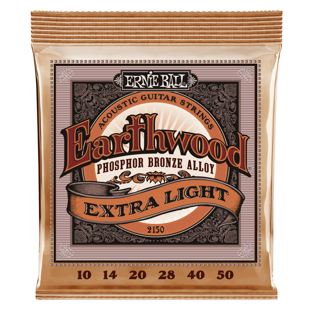  EARTHWOOD EXTRA LIGHT PHOSPHOR BRONZE ACOUSTIC GUITAR STRINGS -10-50  GAUGE -P02150 