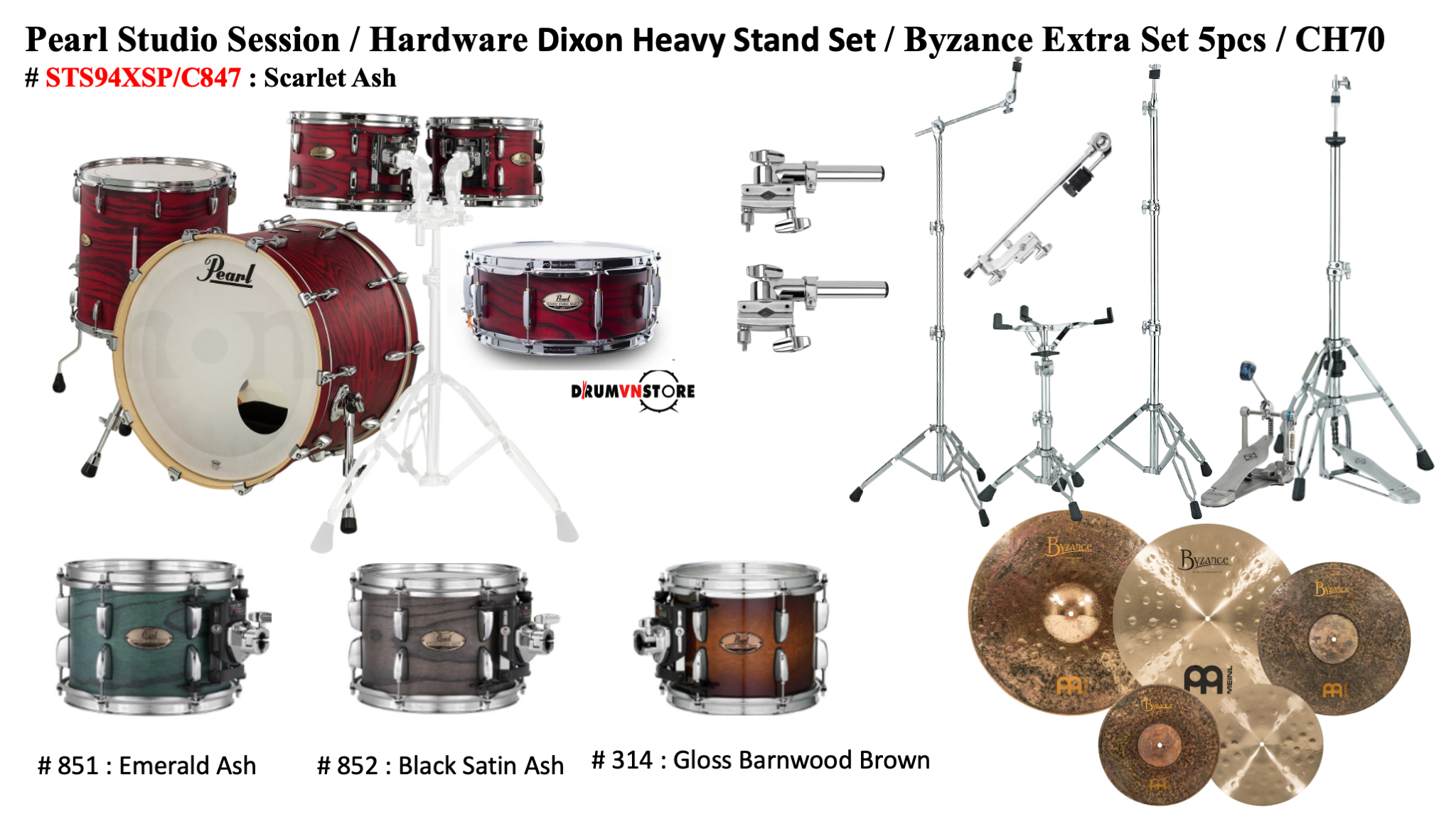  Trống Cơ Pearl Session Studio STS94XSP/C (22/10-12-16/14) 