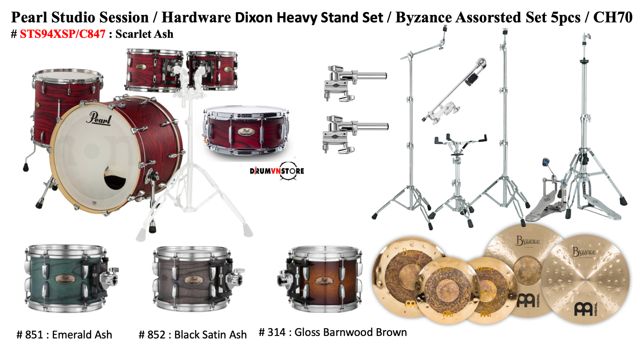  Trống Cơ Pearl Session Studio STS94XSP/C (22/10-12-16/14) 