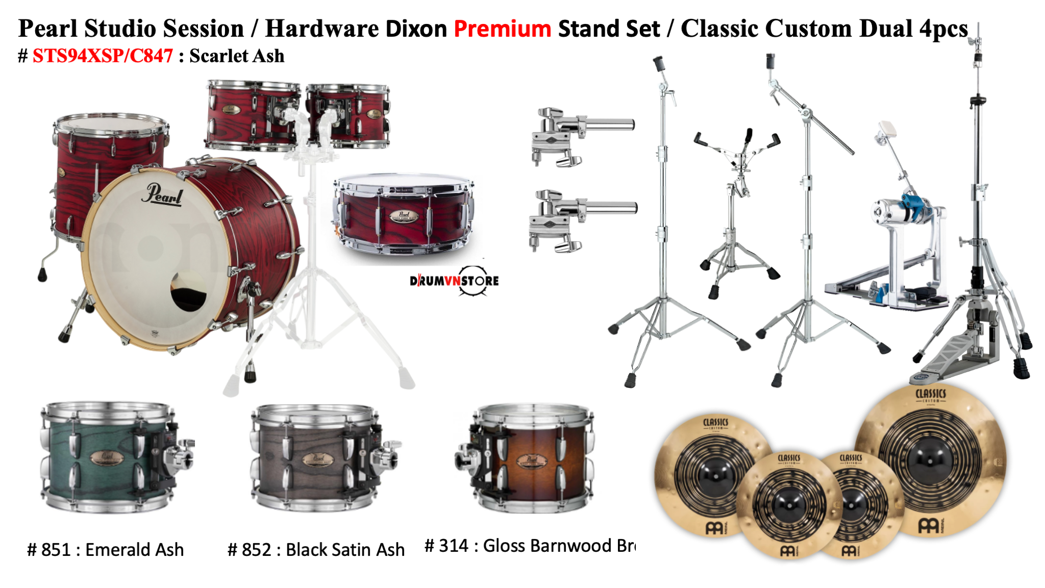  Trống Cơ Pearl Session Studio STS94XSP/C (22/10-12-16/14) 