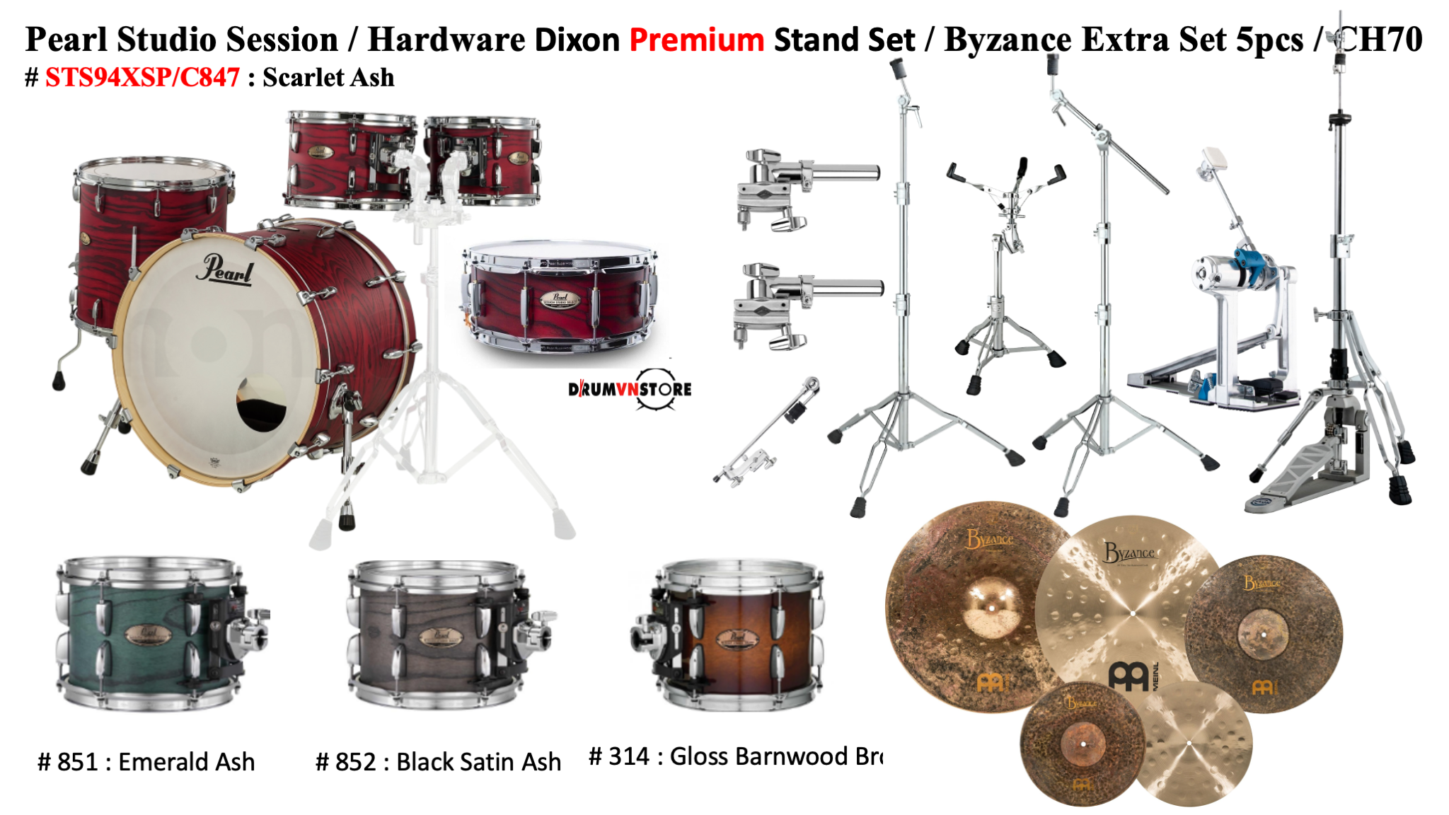  Trống Cơ Pearl Session Studio STS94XSP/C (22/10-12-16/14) 