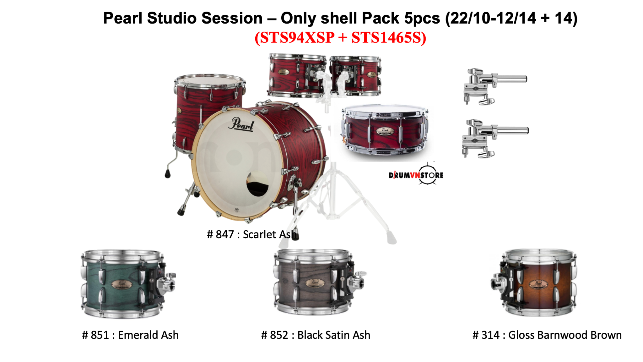  Trống Cơ Pearl Session Studio STS94XSP/C (22/10-12-16/14) 