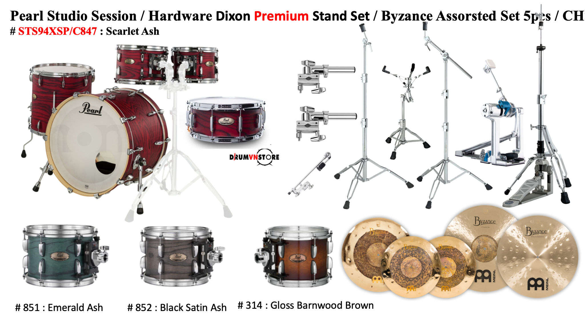  Trống Cơ Pearl Session Studio STS94XSP/C (22/10-12-16/14) 