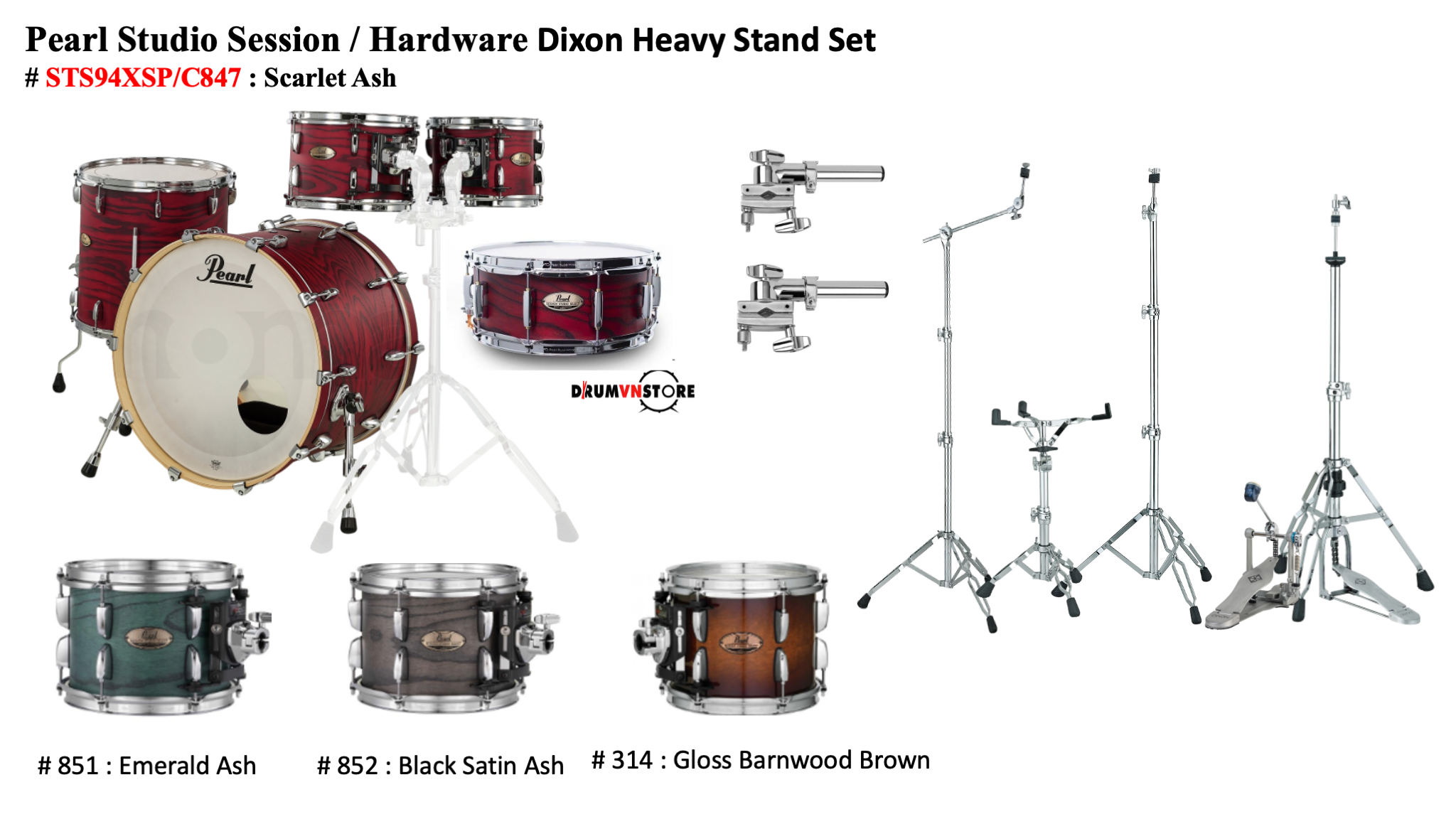  Trống Cơ Pearl Session Studio STS94XSP/C (22/10-12-16/14) 