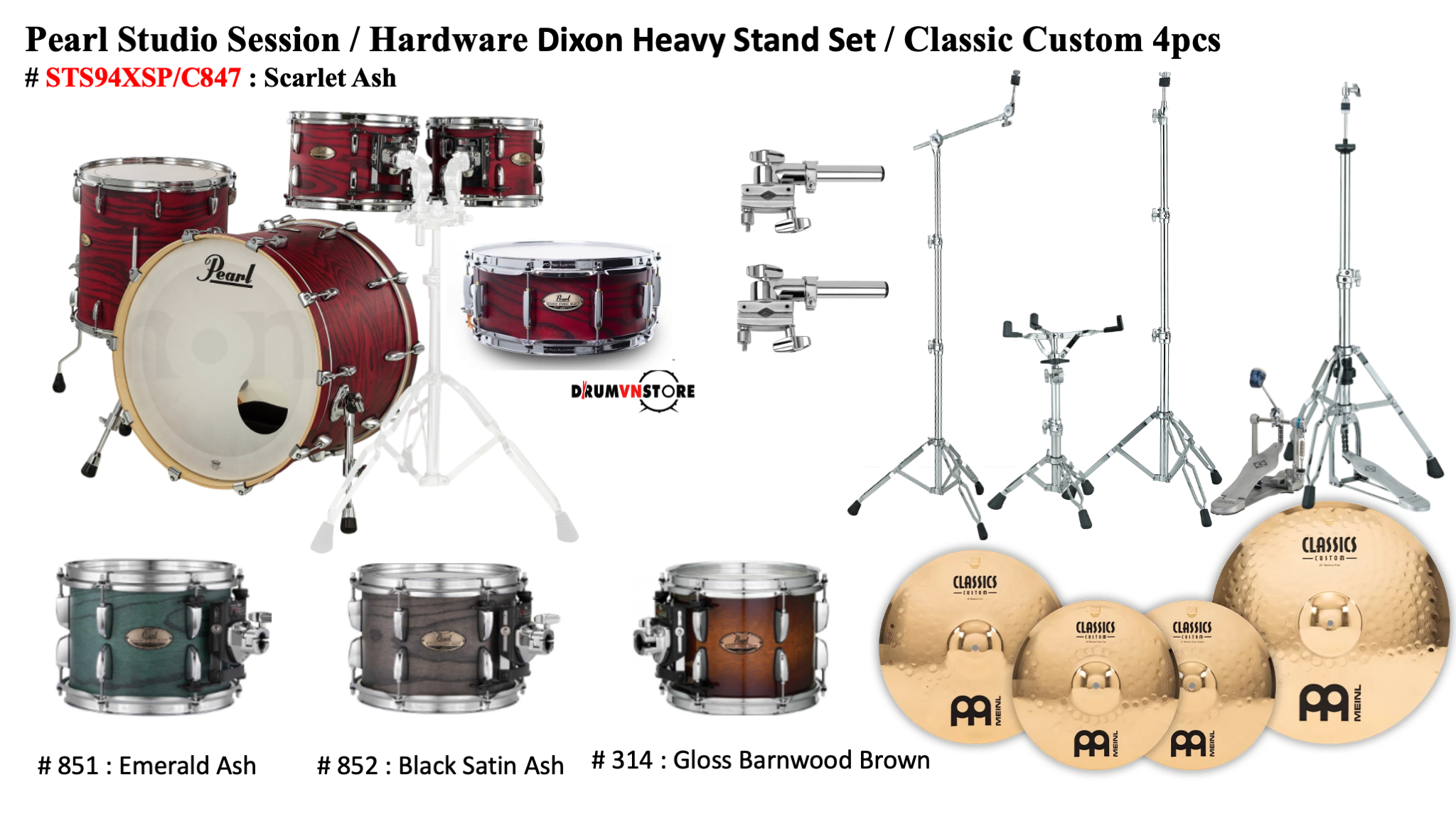  Trống Cơ Pearl Session Studio STS94XSP/C (22/10-12-16/14) 