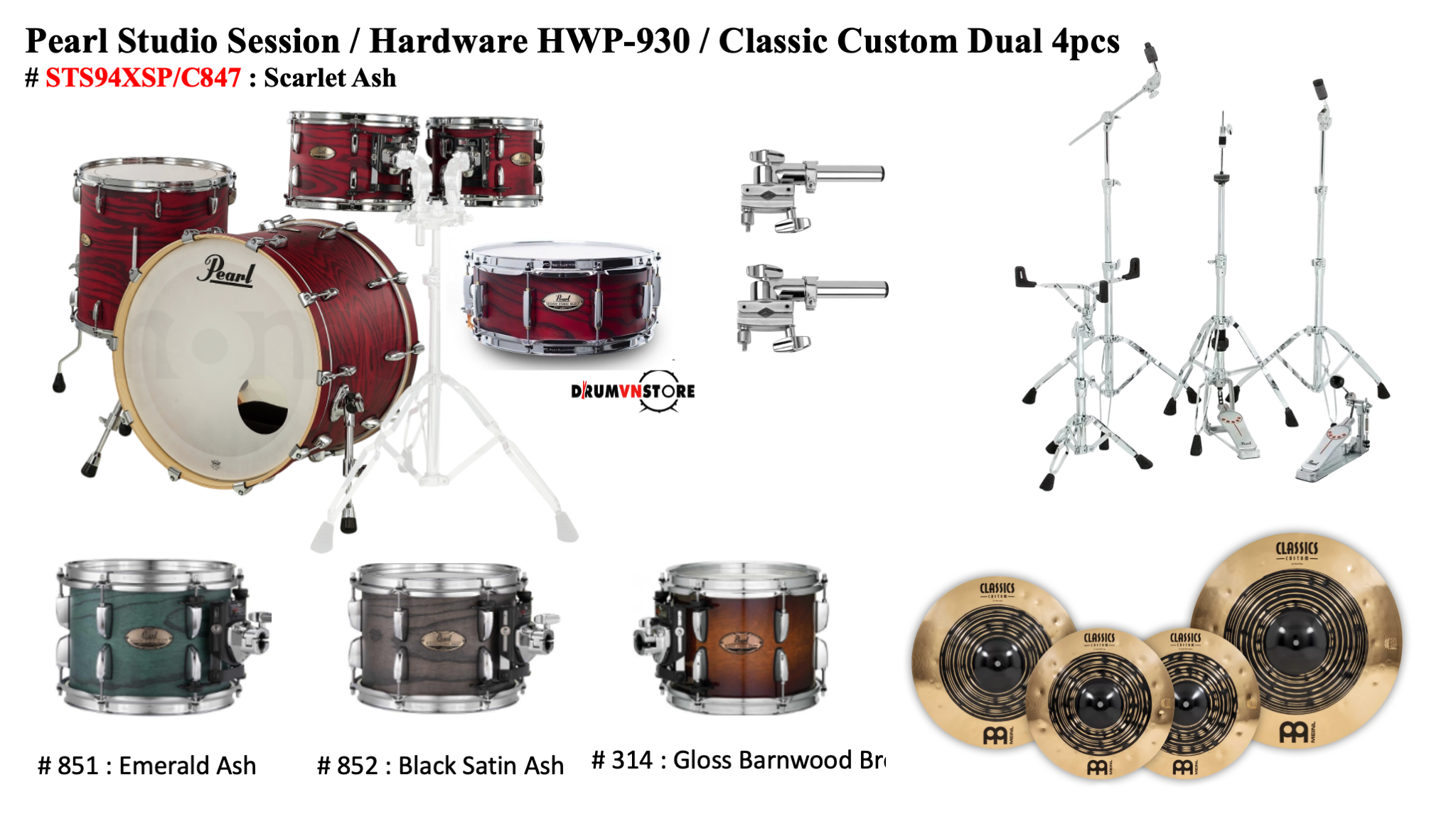  Trống Cơ Pearl Session Studio STS94XSP/C (22/10-12-16/14) 