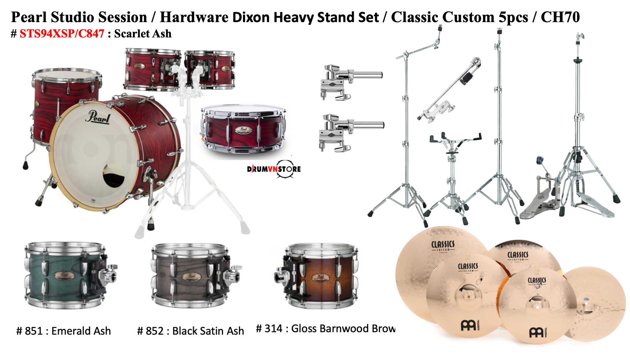  Trống Cơ Pearl Session Studio STS94XSP/C (22/10-12-16/14) 