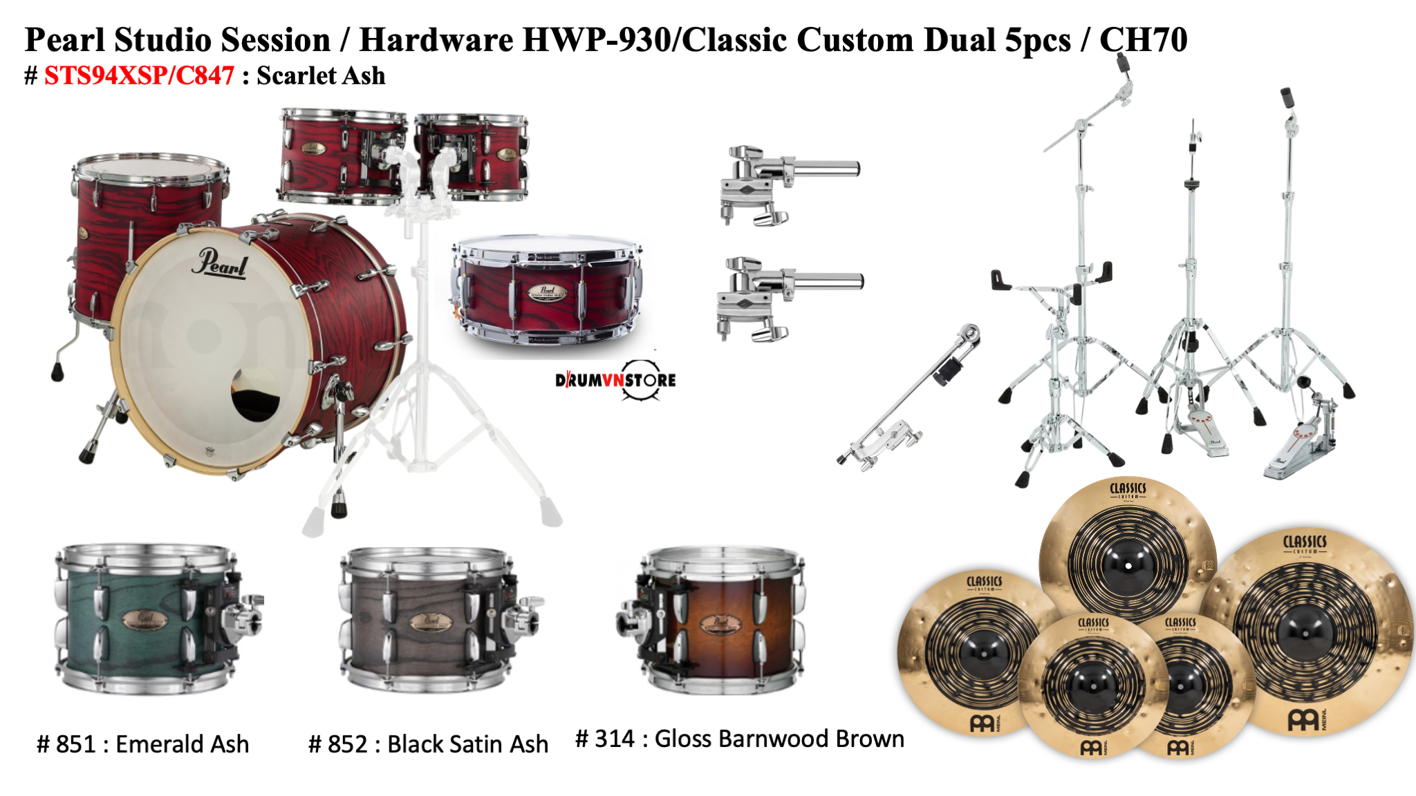  Trống Cơ Pearl Session Studio STS94XSP/C (22/10-12-16/14) 