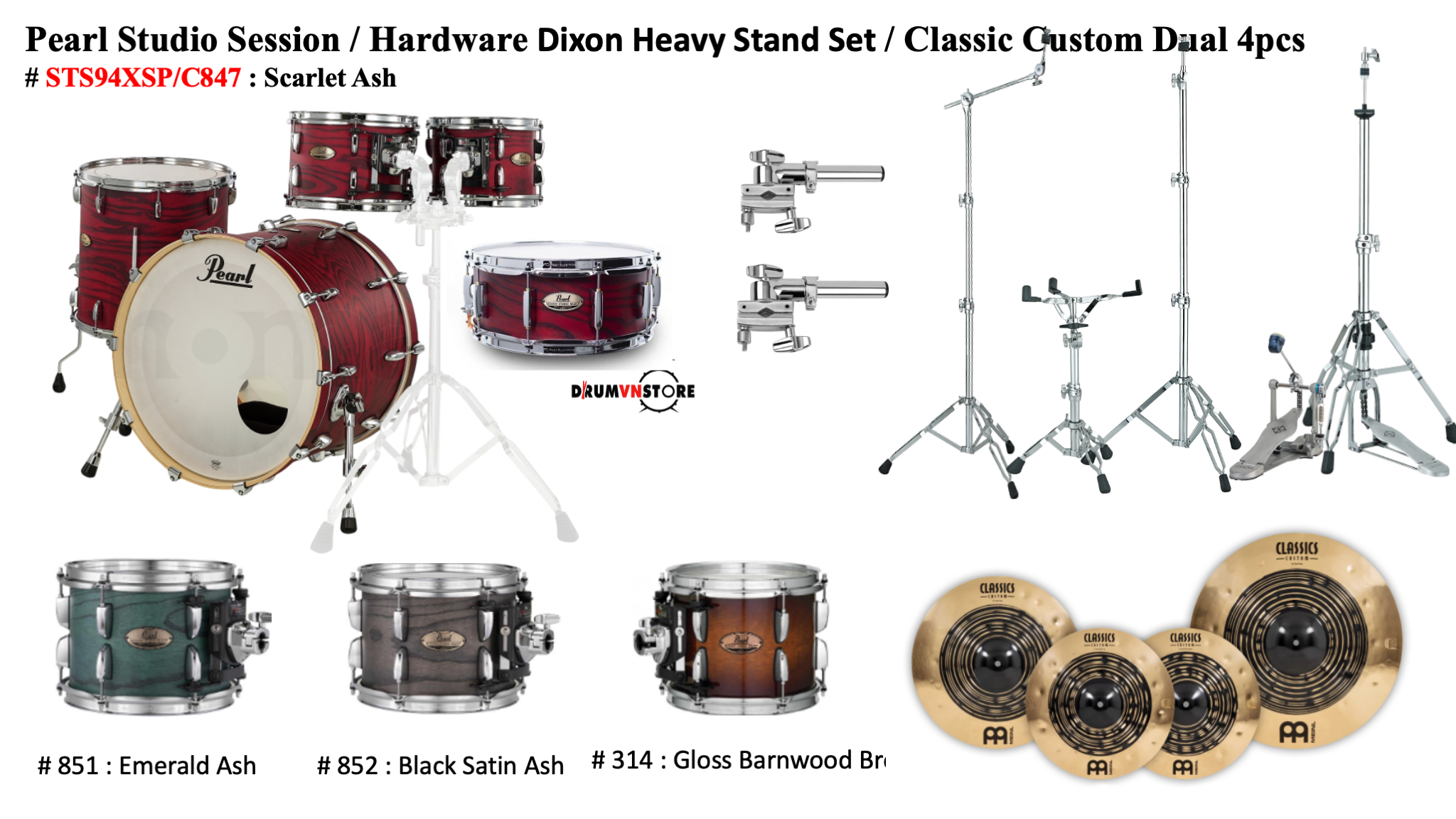  Trống Cơ Pearl Session Studio STS94XSP/C (22/10-12-16/14) 