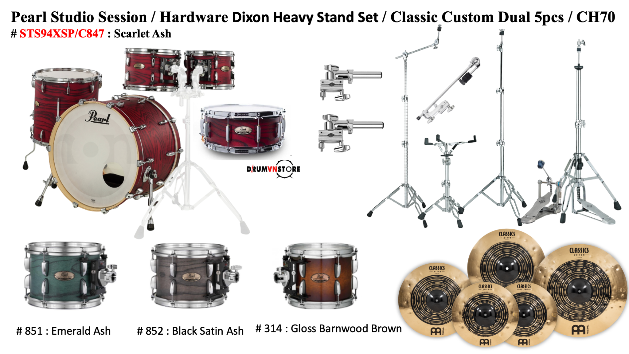  Trống Cơ Pearl Session Studio STS94XSP/C (22/10-12-16/14) 