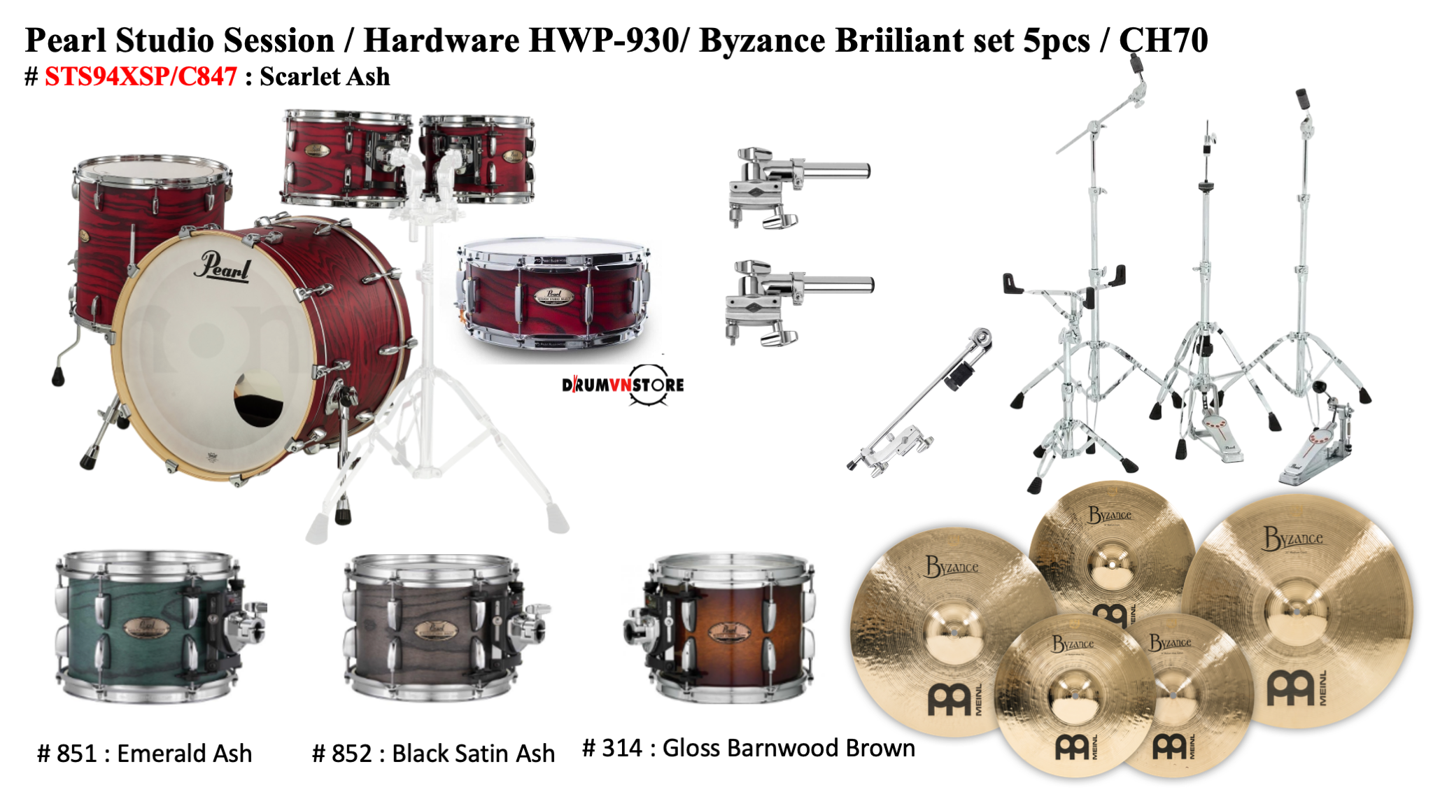  Trống Cơ Pearl Session Studio STS94XSP/C (22/10-12-16/14) 