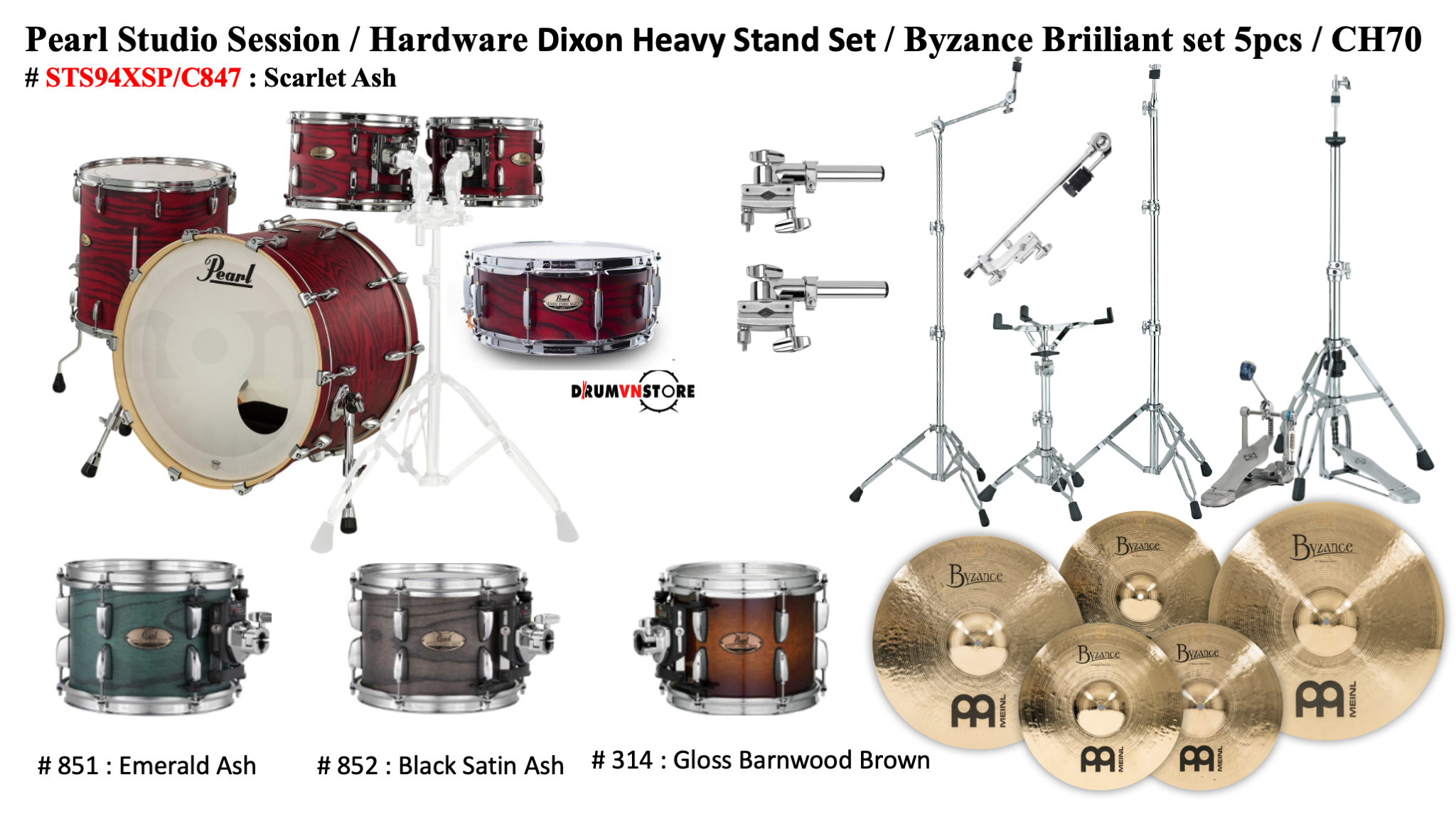  Trống Cơ Pearl Session Studio STS94XSP/C (22/10-12-16/14) 