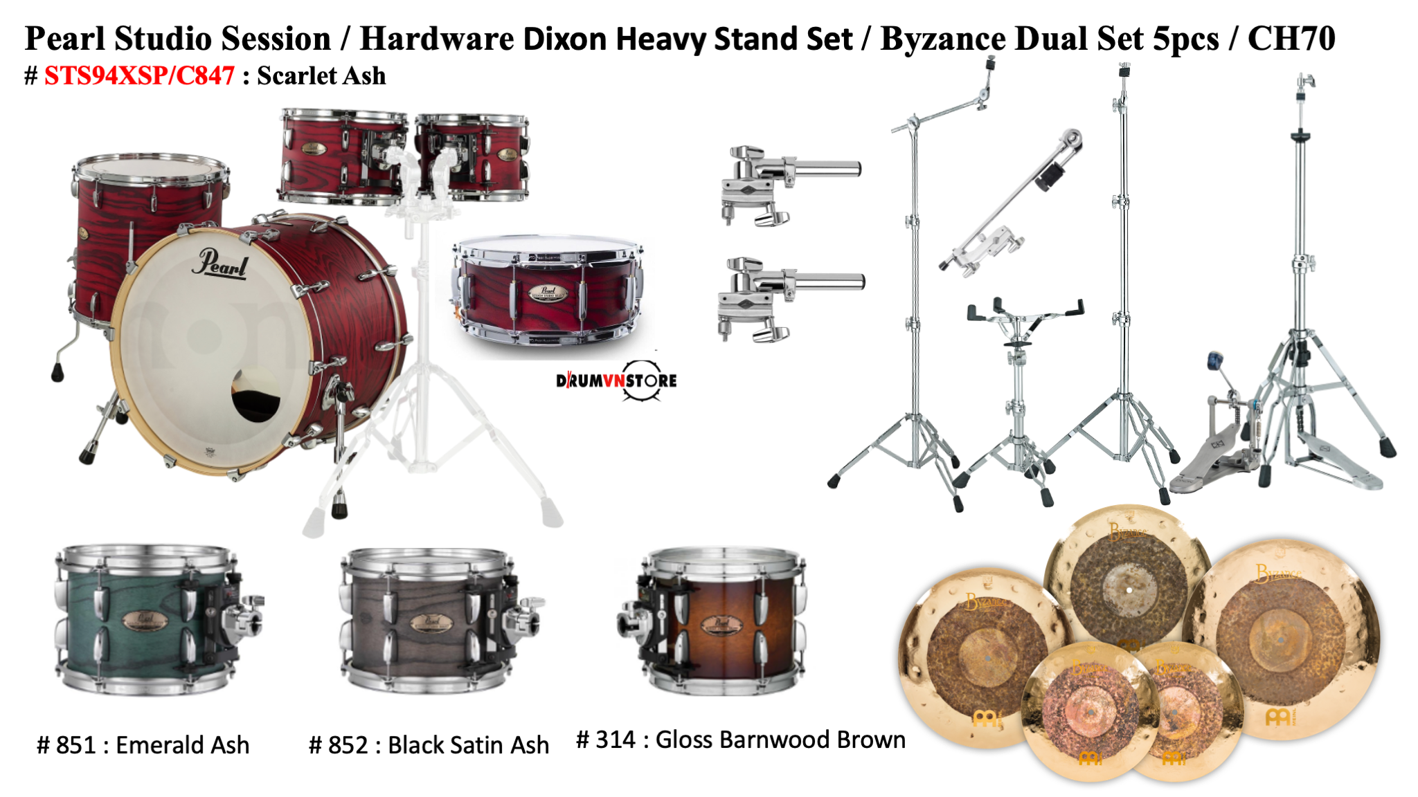  Trống Cơ Pearl Session Studio STS94XSP/C (22/10-12-16/14) 