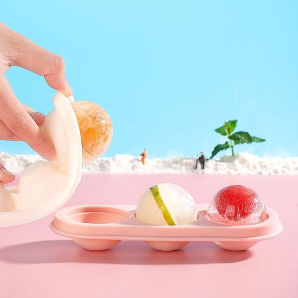  Khay làm đá, trà, kem trái cây 3 viên tròn silicone Fasola FSLYL-006 