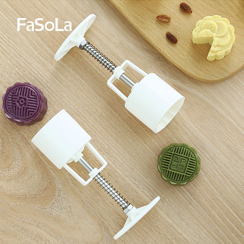  Khuôn bánh trung thu lò xo 4 mặt tròn FSLDZ-229C 