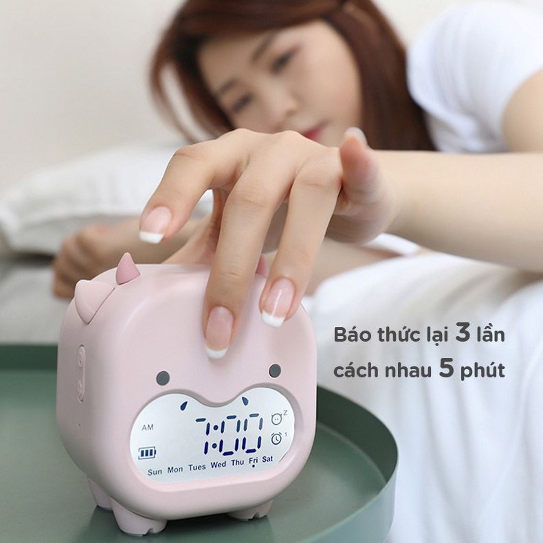  Đồng hồ báo thức hình bò ngố Dada hồng phấn FSLDZ-504 