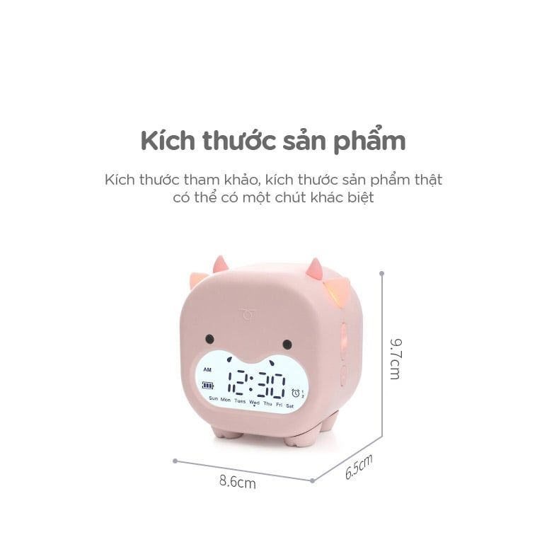  Đồng hồ báo thức hình bò ngố Dada hồng phấn FSLDZ-504 