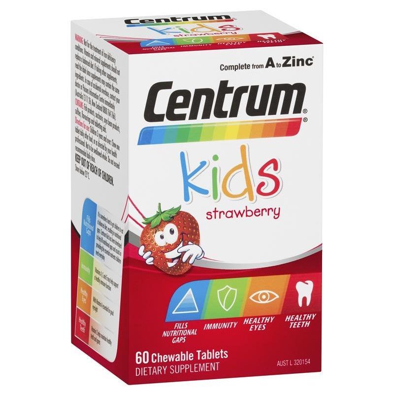 Viên uống vitamin tổng hợp cho bé Centrum Kids Multi Vitamin Strawberry 60 viên vị dâu