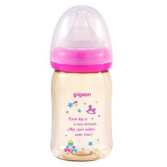 Bình sữa cổ rộng Pigeon 160ml nội địa Nhật Bản, nhựa PPSU Plus chịu nhiệt, chính hãng