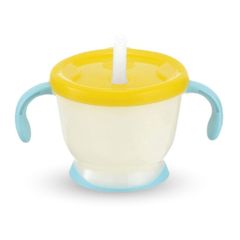 Cốc tập uống 3 giai đoạn Richell Nhật tay xanh lơ nắp vàng (bé 6M+)