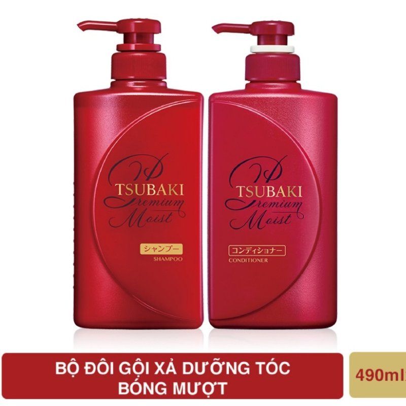 Combo dầu gội xả Tsubaki Premium 490ml Nhật Bản (đỏ/ vàng)